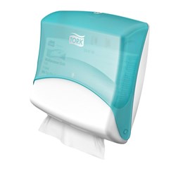 Folded Wipes Dispenser Plastic White & Turquoise 427mm