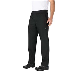 55484740 - Lightweight Slim Fit Men Chef Pants with Drawstring Black Extra Small 