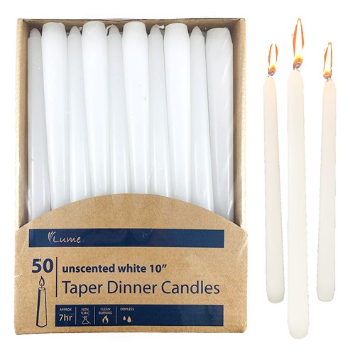 1814094 - Taper Dinner Candles White 254mm