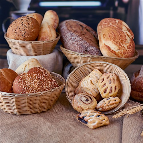 Plastic Bread Basket Round Natural 180mm