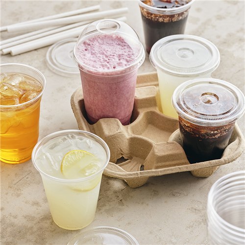 Plastic Cup Dome Holed Lid Suits 236/295ml