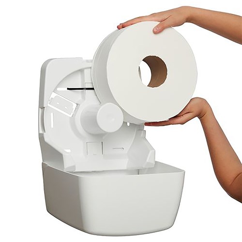 3697406_Aquarius Plastic Jumbo Toilet Roll Dispenser White 278x144x285mm