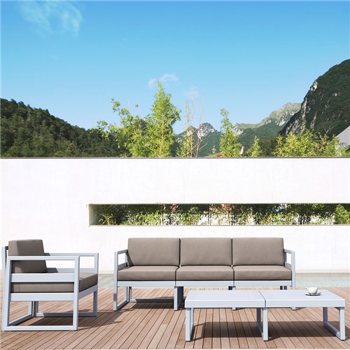 Mykonos Lounge Sofa White with Brown Cushions 750mm