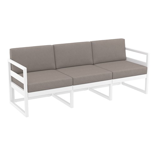 Mykonos Lounge Sofa White with Brown Cushions 750mm