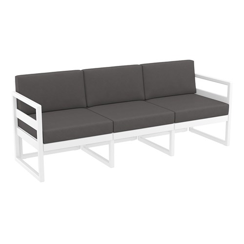 Mykonos Lounge Sofa White with Dark Grey Cushions 750mm
