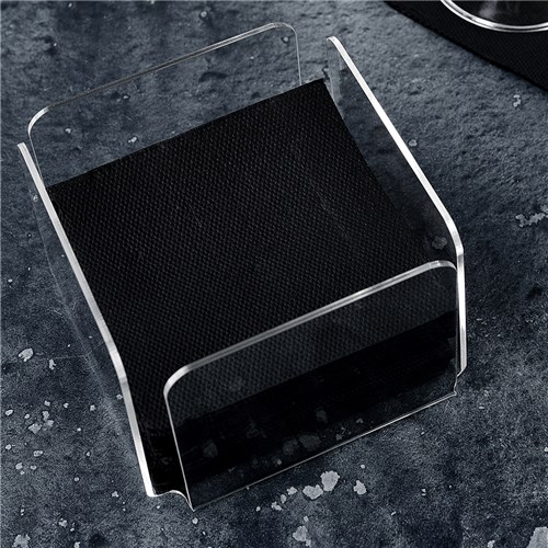 Quilted Paper Cocktail Napkin Black 1/4 Fold