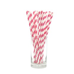 3456068 - Paper Straw Pink & White Stripes Regular