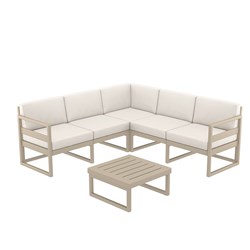 4242272 - Mykonos Lounge Corner Set Taupe with Beige Cushions 750mm