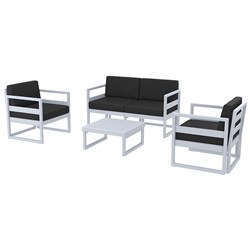 4242275 - Mykonos Lounge Set and Table Silver Grey with Black Cushions 750mm