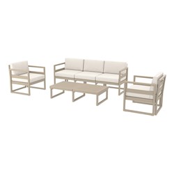 4242280 - Mykonos Lounge Set XL and Table Taupe with Beige Cushions 750mm