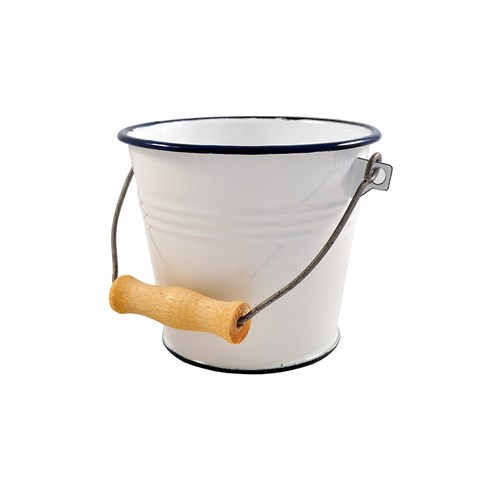 Enamel Bucket White With Handle 1L