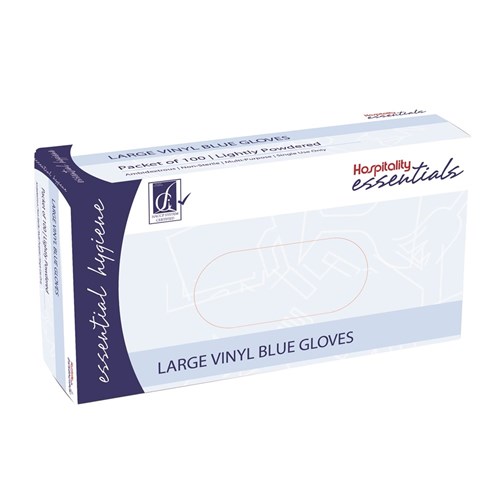 Essentials Collection [Powdered] Vinyl Gloves Large - Blue