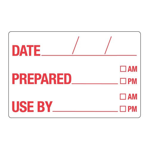 Dissolvable Date / Prepared / Use By Label 250/Roll