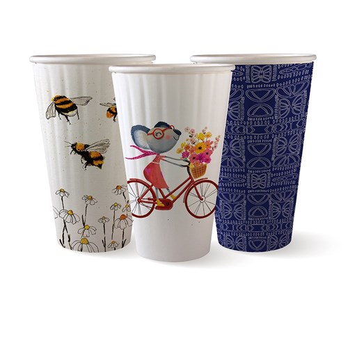 BioCup Art Series Double Wall Cups 460ml 16oz 90mm