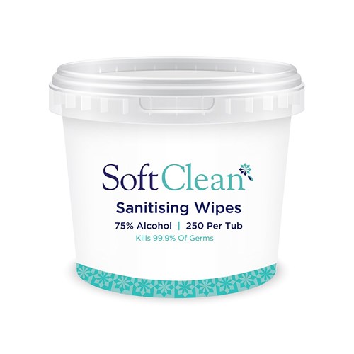 Soft Clean Sanitising Wipes Tub 160x150mm